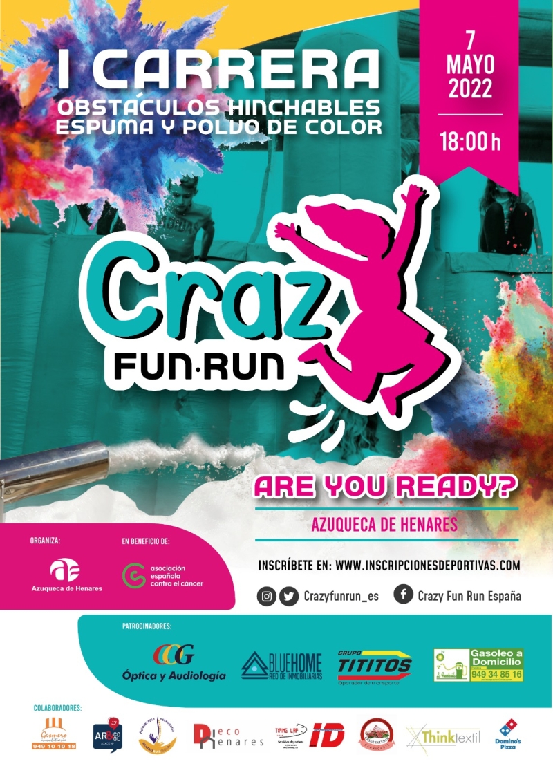 I CARRERA DE OBSTACULOS HINCHABLES, ESPUMA Y POLVO DE COLOR CRAZY  FUN RUN - Inscríbete