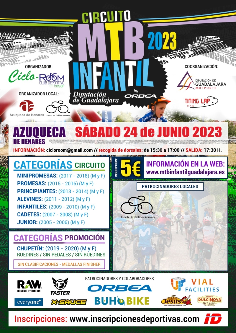 CIRCUITO MTB INFANTIL DIPUTACIÓN DE GUADALAJARA  2023 AZUQUECA - Inscríbete