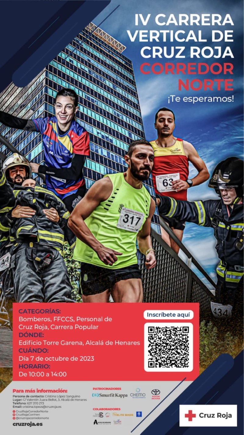 IV CARRERA VERTICAL TORREGARENA, CRUZ ROJA CORREDOR NORTE 2023 - Inscríbete