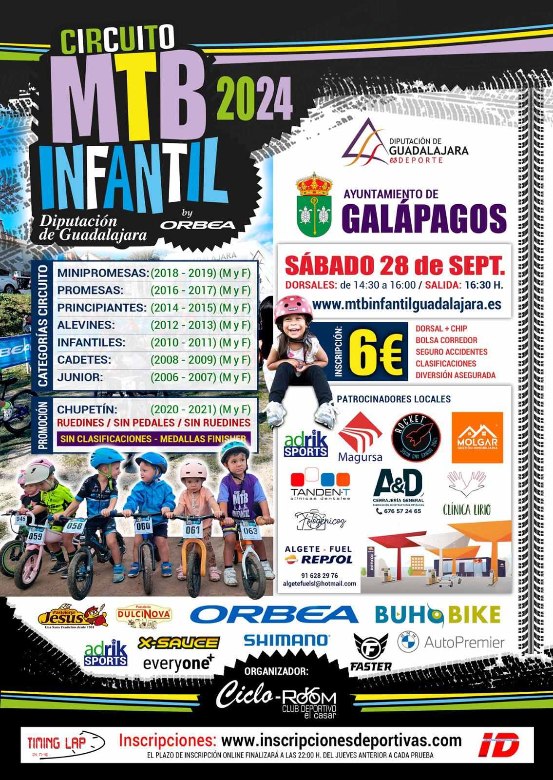 CIRCUITO MTB INFANTIL DIPUTACIÓN DE GUADALAJARA  2024  GALAPAGOS - Inscríbete