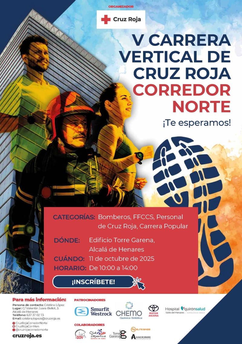 V CARRERA VERTICAL TORREGARENA, CRUZ ROJA CORREDOR NORTE 2025 - Inscríbete